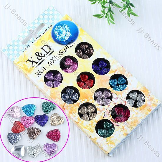   3D Acrylic Heart Rhinestone Glitter Nail Art Sticker DIY Decoration