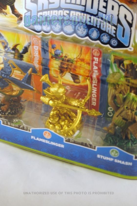 Skylanders 3 Pack Adventure Extrmly Rare GOLD Flameslinger 