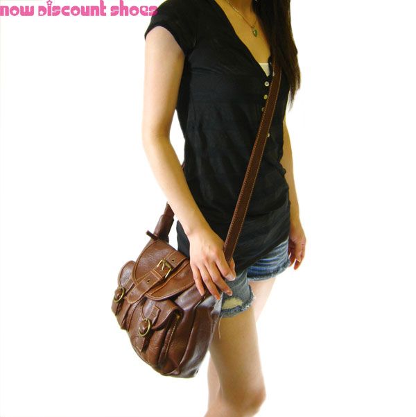 Brown Cross Body Buckle Pocket Messenger Shoulder Bag  