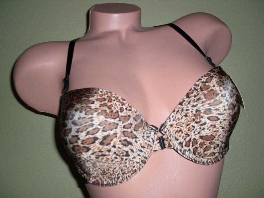 NEW LEOPARD RACER BACK Open Front PUSHUP BRAS Sz 34C  