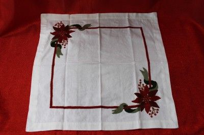 WILLIAMS SONOMA POINSETTIA CREWEL PLACEMATS & NAPKINS SET   8PC 