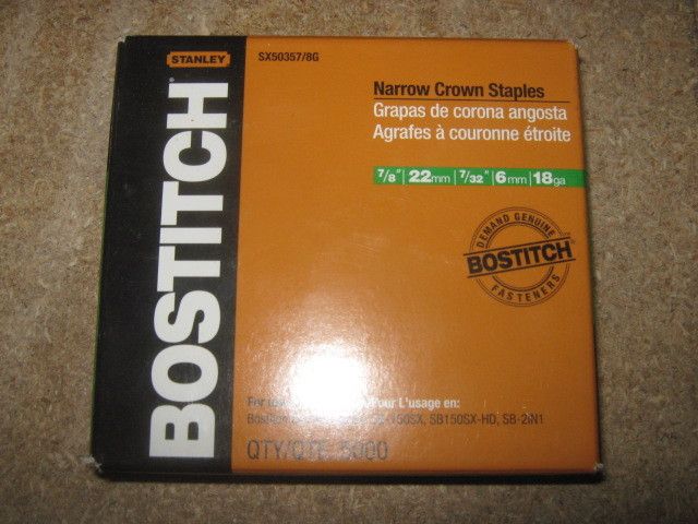 BOSTITCH/STANLEY   NARROW CROWN STAPLES   SX50357/8G  