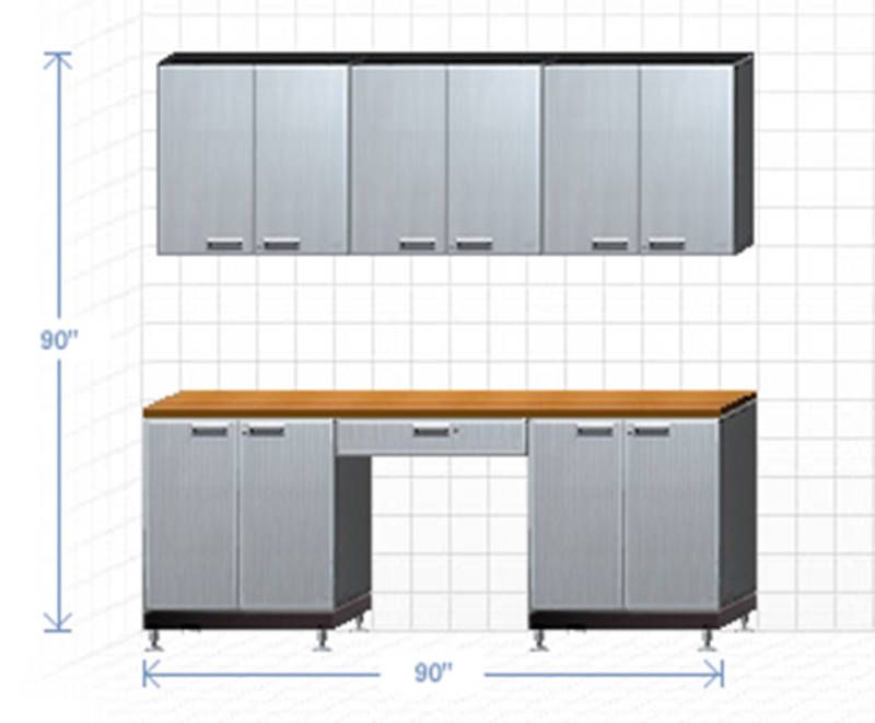 GARAGE STAINLESS STEEL STORAGE CABINETS & WORKBENCH 7.5 HERCKE 