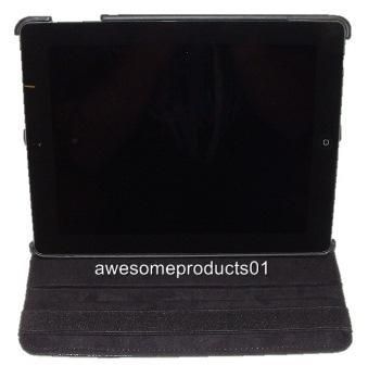 New ipad 2 360° Swivel Rotating Magnetic Black Case Cover With Stand 