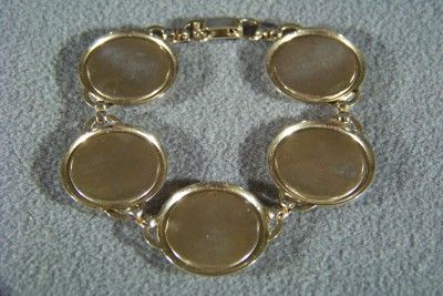   GOLD TONE 5 GENUINE INDIAN HEAD NECKEL STATION TENNIS BRACELET  