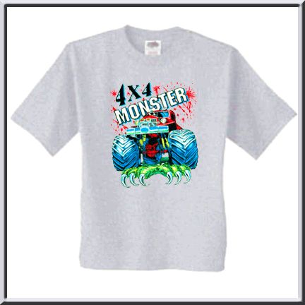 4X4 Red Monster Truck Vintage Body T Shirt KID XS,S,M,L  