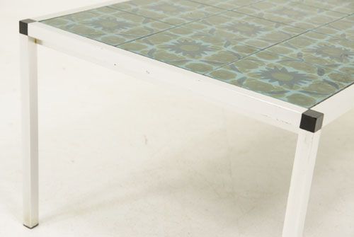 Danish Modern Steel & Tile Top Coffee Table  