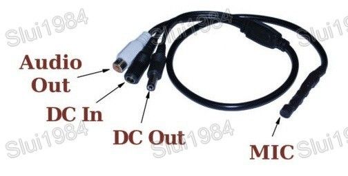   Mic Audio Mini Spy Microphone RCA with DC power output for CCTV Camera