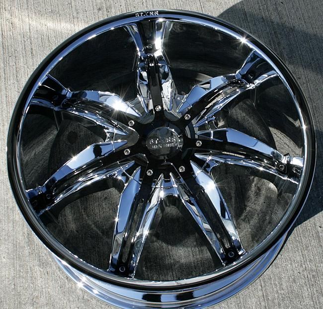 20 Wheels STARR 777C (4) Rims Chrome Pkg BLACK 5X139.7  